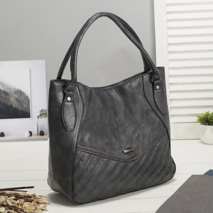 Сумка женская, отдел на молнии, наружный карман, цвет серый