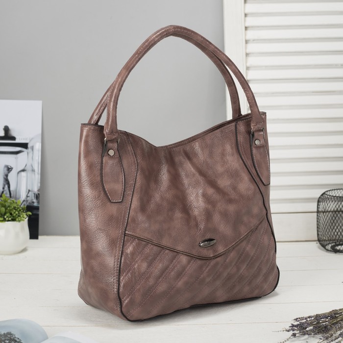 Сумка женская, отдел на молнии, наружный карман, цвет пудровый