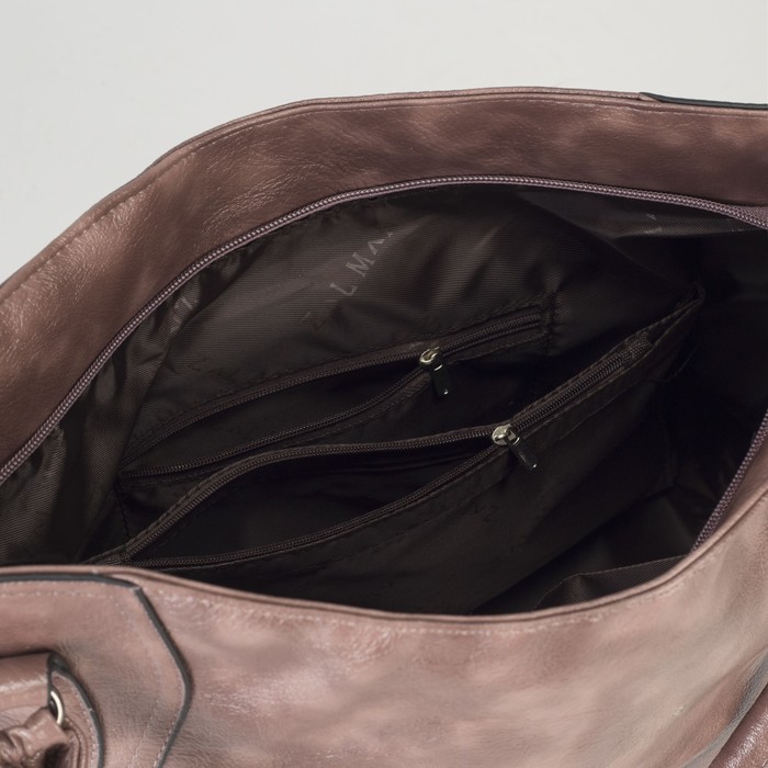 Сумка женская, отдел на молнии, наружный карман, цвет пудровый