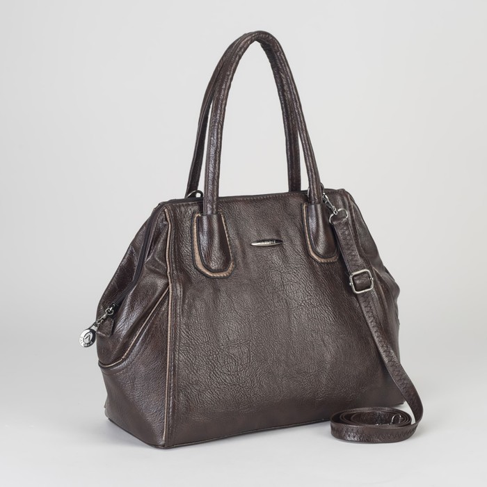 Сумка женская, отдел на молнии, наружный карман, длинный ремень, цвет коричневый