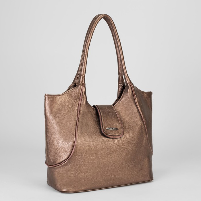 Сумка женская, отдел с перегородкой на молнии, наружный карман, цвет бронзовый