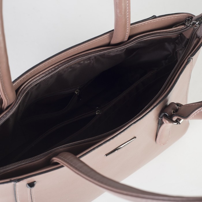 Сумка женская, отдел с перегородкой на молнии, наружный карман, цвет пудровый