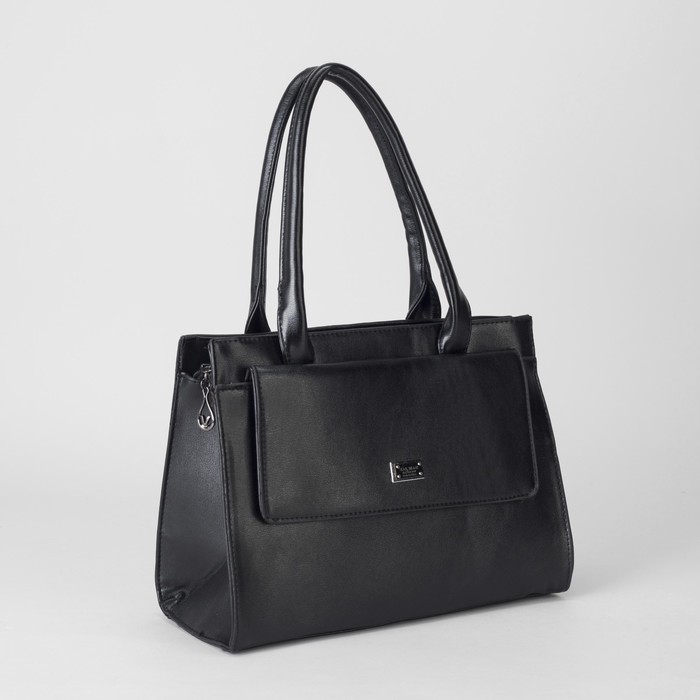 Сумка женская, отдел с перегородкой на молнии, 2 наружных кармана, цвет чёрный