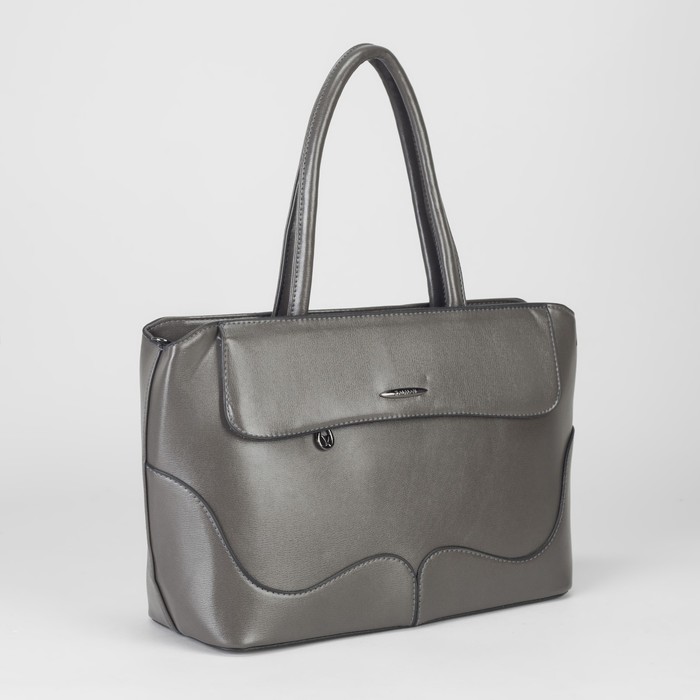 Сумка женская, отдел с перегородкой на молнии, 2 наружных кармана, цвет серый