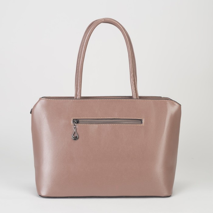 Сумка женская, отдел с перегородкой на молнии, 2 наружных кармана, цвет пудровый