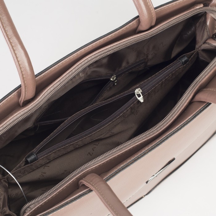 Сумка женская, отдел с перегородкой на молнии, 2 наружных кармана, цвет пудровый