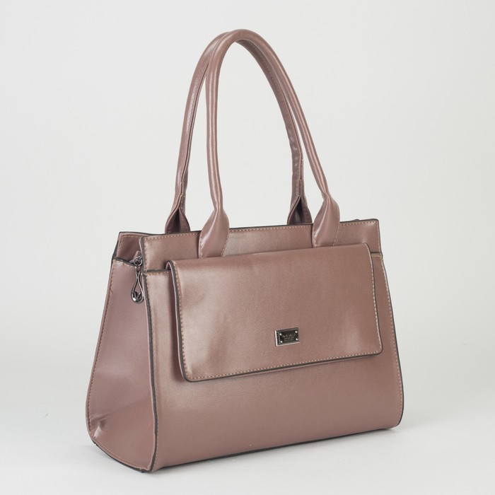 Сумка женская, отдел с перегородкой на молнии, 2 наружных кармана, цвет пудровый