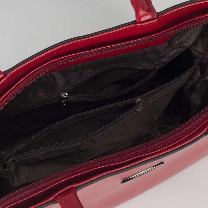 Сумка женская, отдел с перегородкой на молнии, наружный карман, цвет красный