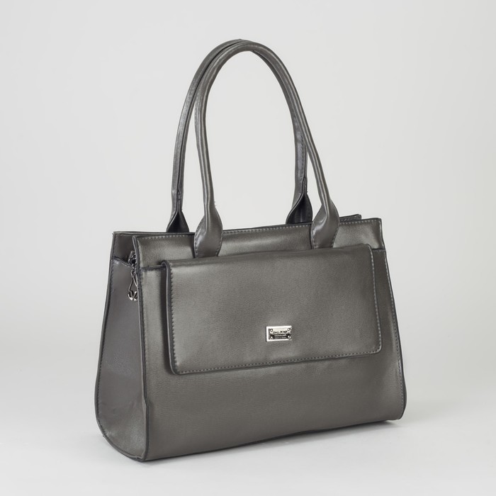 Сумка женская, отдел с перегородкой на молнии, 2 наружных кармана, цвет серый