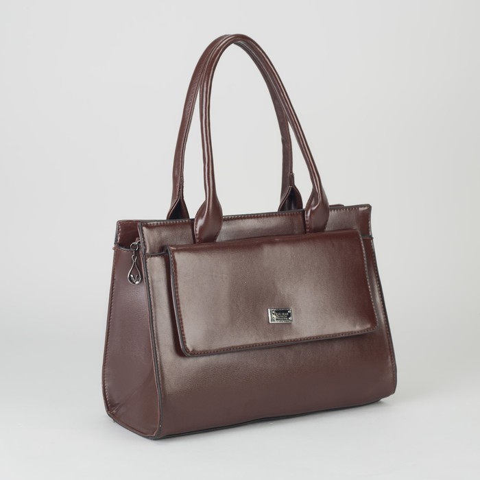 Сумка женская, отдел с перегородкой на молнии, 2 наружных кармана, цвет коричневый