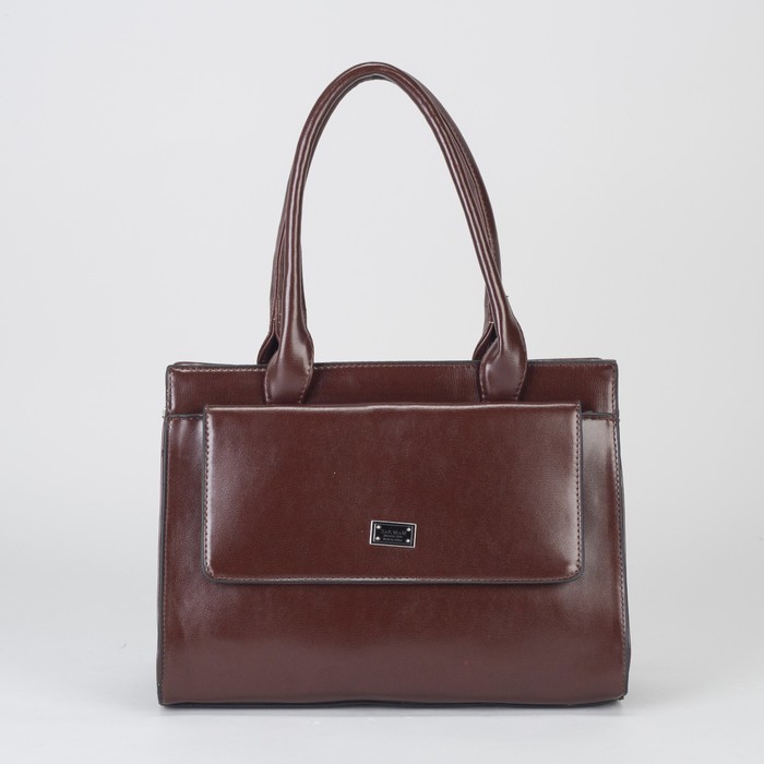 Сумка женская, отдел с перегородкой на молнии, 2 наружных кармана, цвет коричневый