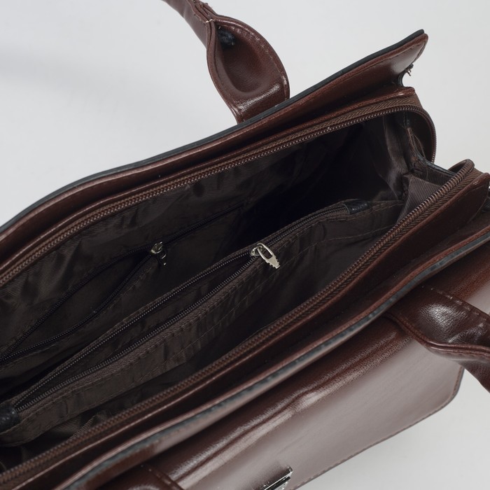 Сумка женская, отдел с перегородкой на молнии, 2 наружных кармана, цвет коричневый