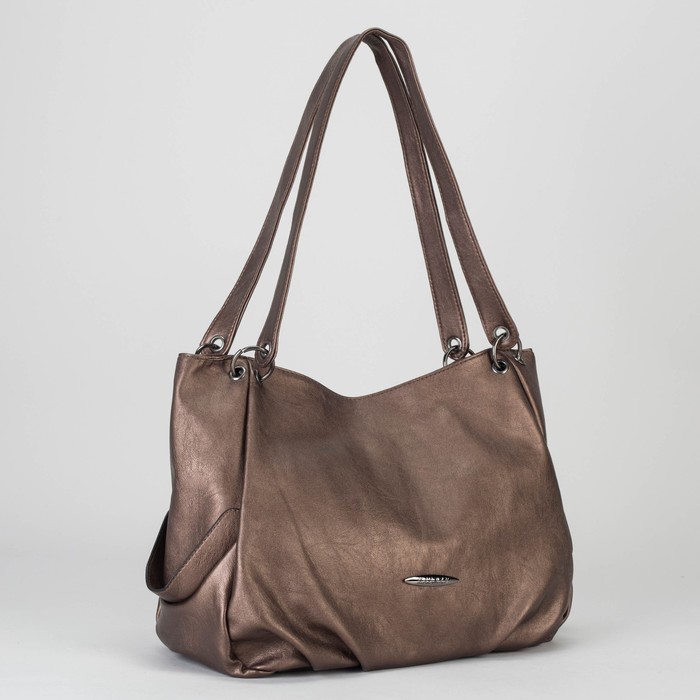 Сумка женская, отдел с перегородкой на молнии, наружный карман, цвет бронзовый