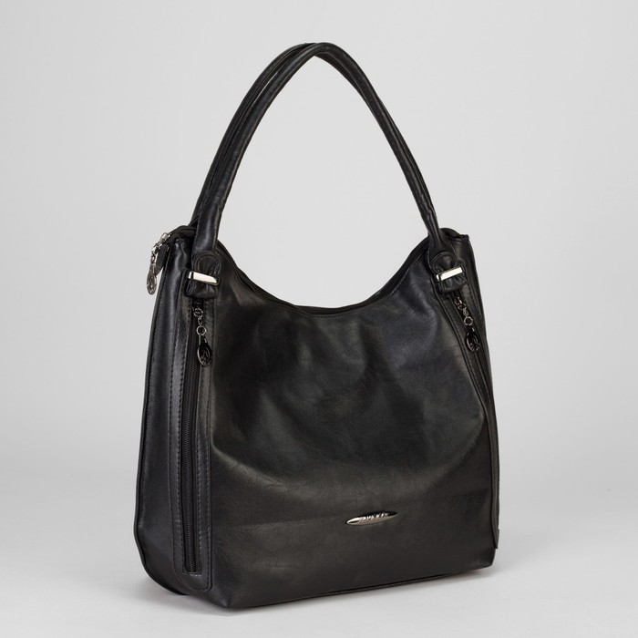 Сумка женская, отдел на молнии, 3 наружных кармана, цвет чёрный