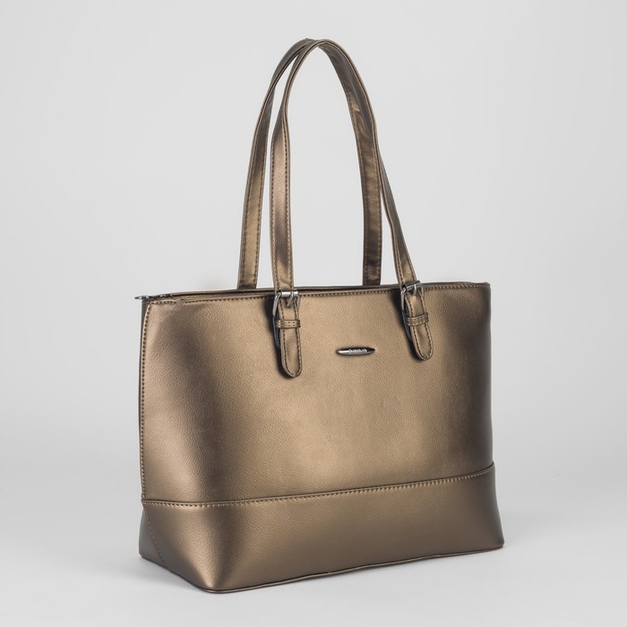 Сумка женская, отдел с перегородкой на молнии, наружный карман, цвет золотой