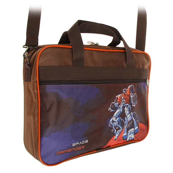 Папка с ручками текстиль А3, 70 мм, 370х270 мм, плечевой ремень Luris для мальчика «Робот»