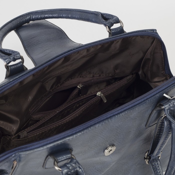 Сумка женская, отдел на молнии, наружный карман, длинный ремень, цвет синий