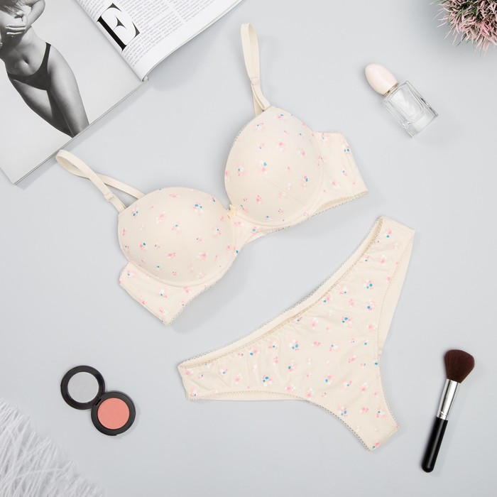 Комплект нижнего белья (бюстальтер, трусы) 6686 цвет бежевый, 80С (факт 75C), р-р 46-48 (XL) 32757