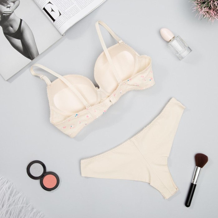 Комплект нижнего белья (бюстальтер, трусы) 6686 цвет бежевый, 80С (факт 75C), р-р 46-48 (XL) 32757