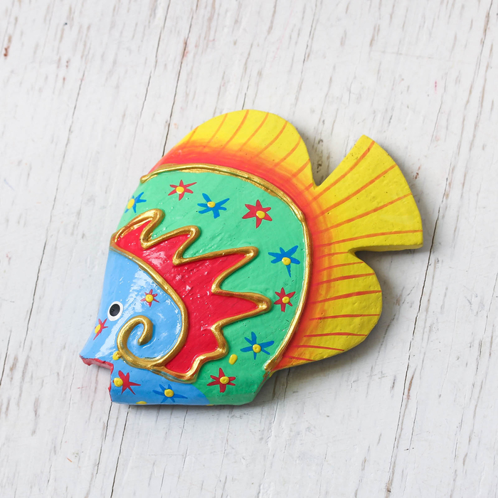 Магнит дерево "Рыбка" 9х5х1,1 см МИКС