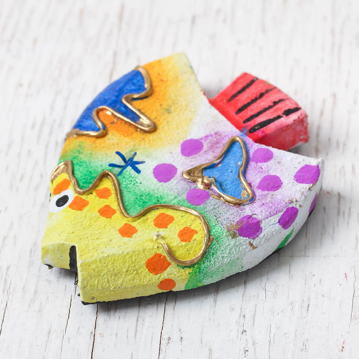 Магнит дерево "Рыбка" 9х5х1,1 см МИКС