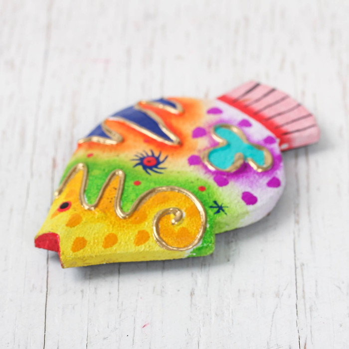 Магнит дерево "Рыбка" 9х5х1,1 см МИКС