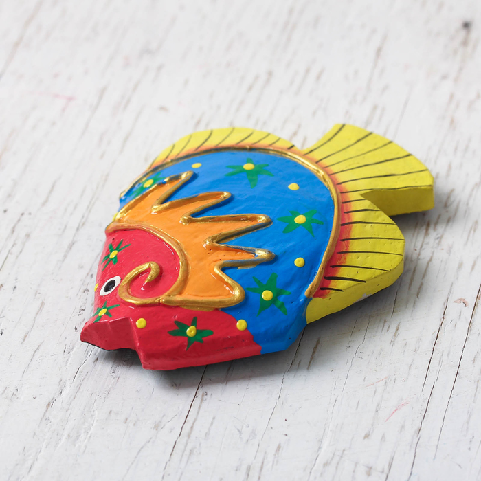 Магнит дерево "Рыбка" 9х5х1,1 см МИКС