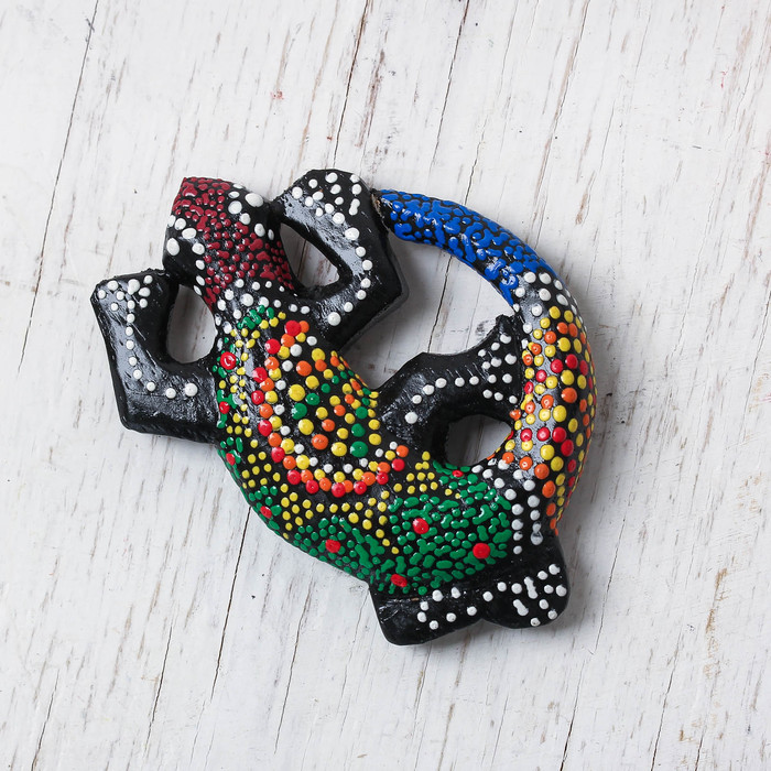 Магнит дерево "Ящерица" 9х5х1,1 см МИКС