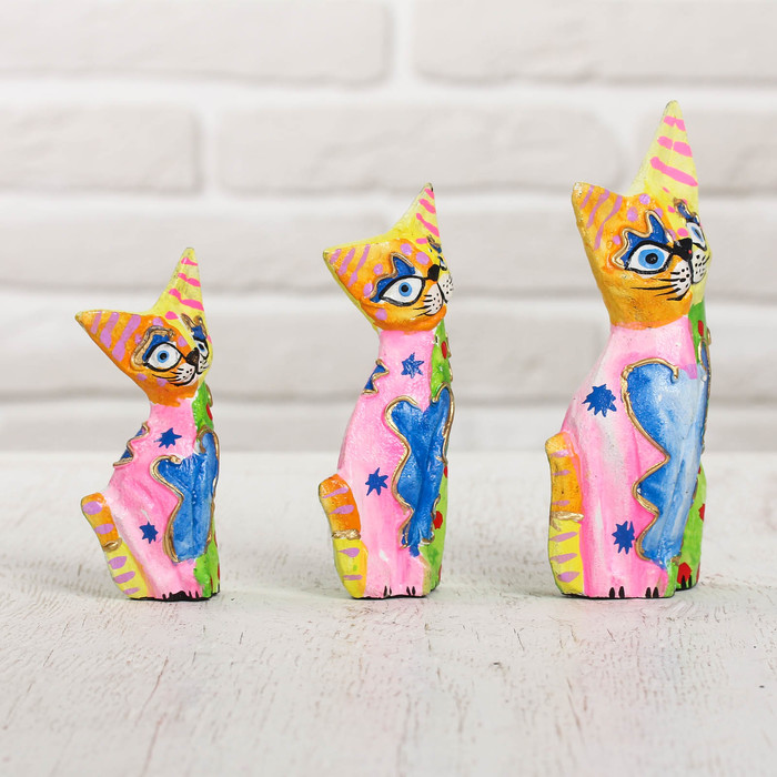 Сувенирный набор дерево "Кошки" (15,12,10) 11х3,5х15 см