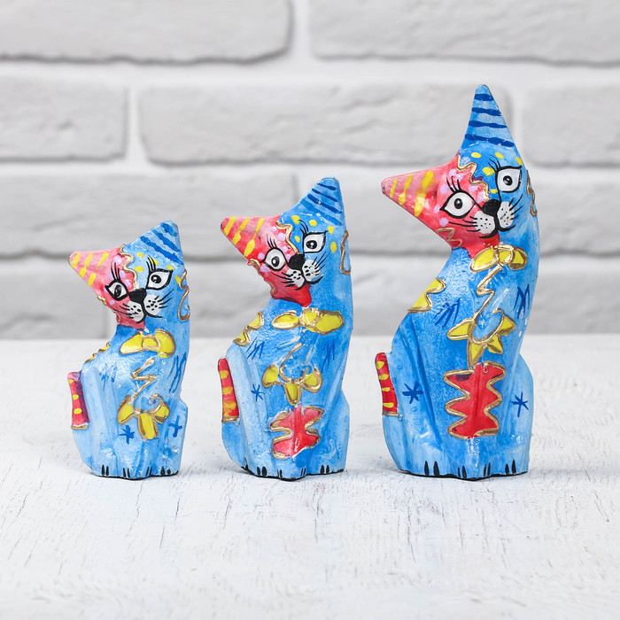 Сувенирный набор дерево "Кошки" (15,12,10) 11х3,5х15 см