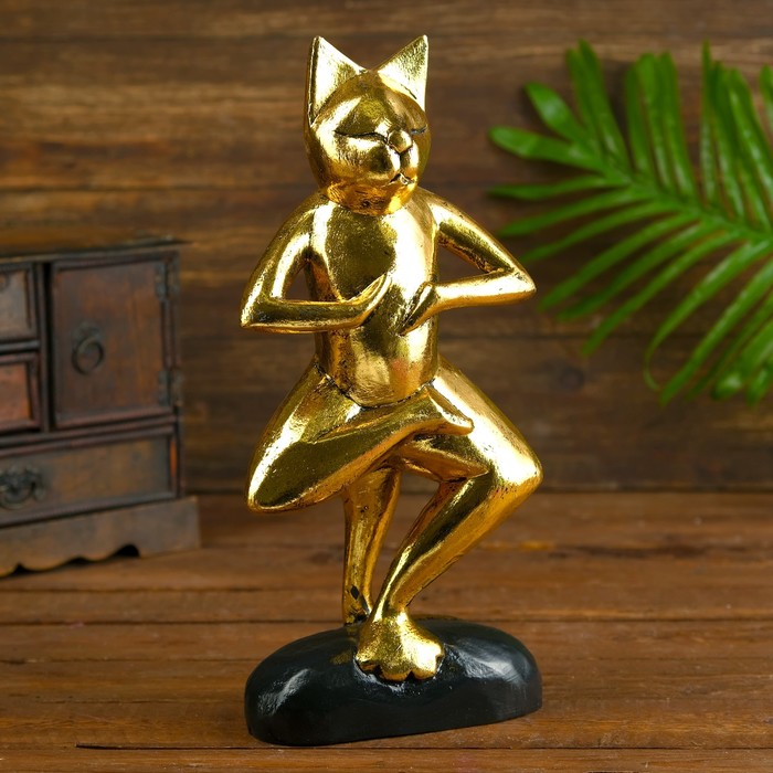 Сувенир дерево "Кот йог" 15х7х35 см