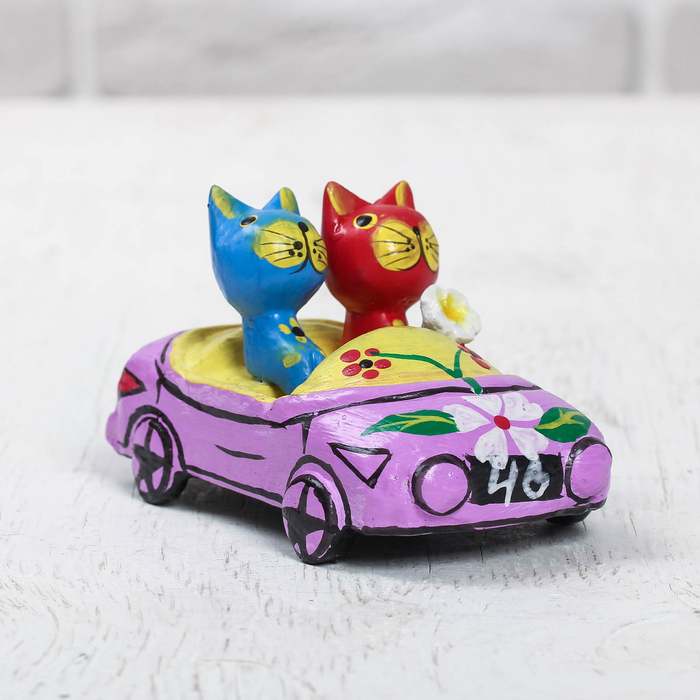 Сувенир дерево "Кошки и авто" 10,5х6,5х7 см