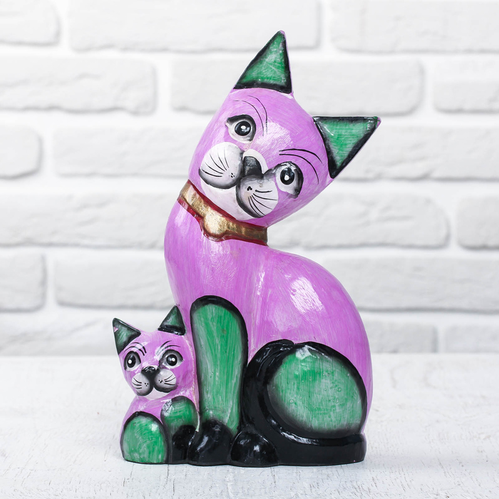 Сувенир дерево "Кошка и котик" 14х8х25 см