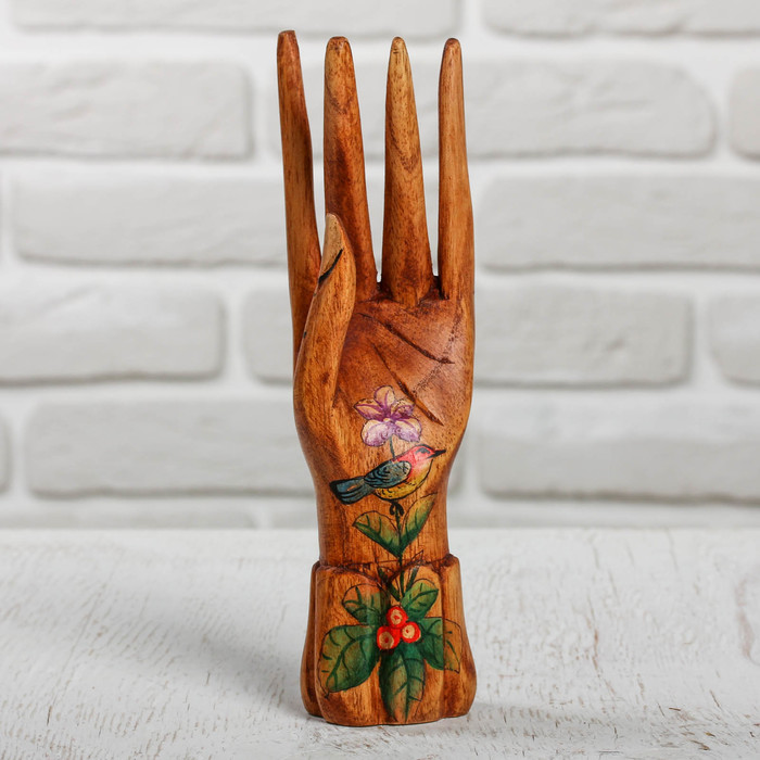 Подставка для колец дерево "Рука роспись" 20 см