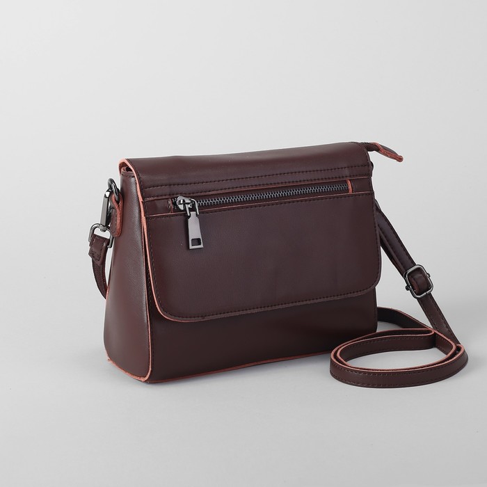 Сумка женская, отдел с перегородкой на молнии, 2 наружных кармана, длинный ремень, цвет кофе