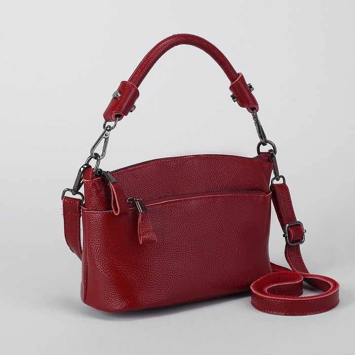 Сумка женская, отдел с перегородкой на молнии, 2 наружных кармана, длинный ремень, цвет бордовый