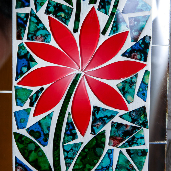 Панно зеркальное "Цветы на синем фоне" 60х1х40 см