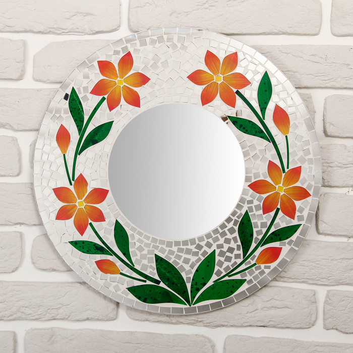 Панно зеркальное "Оранжевые цветы" 40х1х40 см