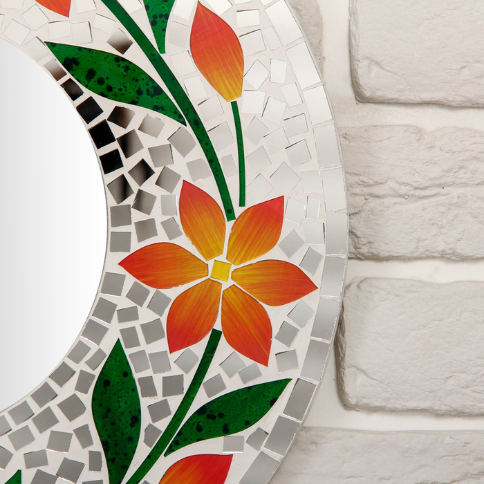 Панно зеркальное "Оранжевые цветы" 40х1х40 см