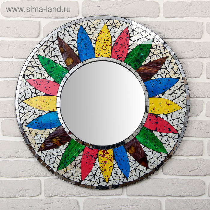Панно зеркальное Разноцветное солнце 60х1х60 см панно декоративное цветные круги металл разноцветное 112x64 см