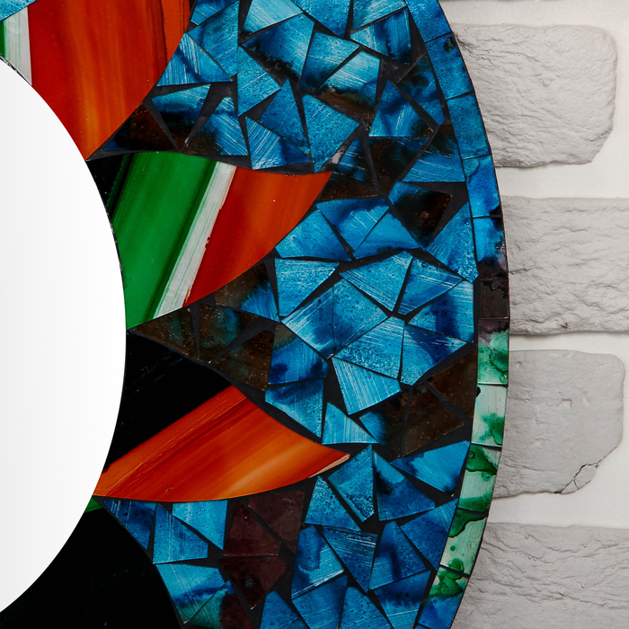 Панно зеркальное "Жёлто-зелёное солнце" 60х1х60 см