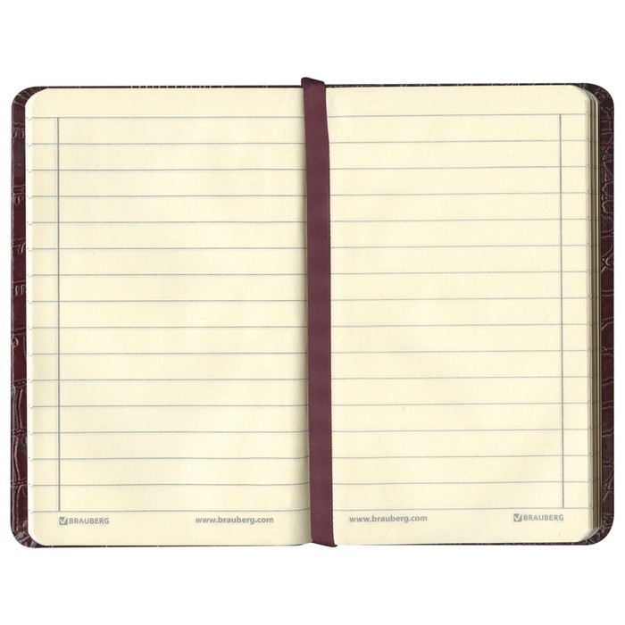 Бизнес-блокнот А7+, 64 листа BRAUBERG Party, лаковый кожзам, на застёжке, коричневый