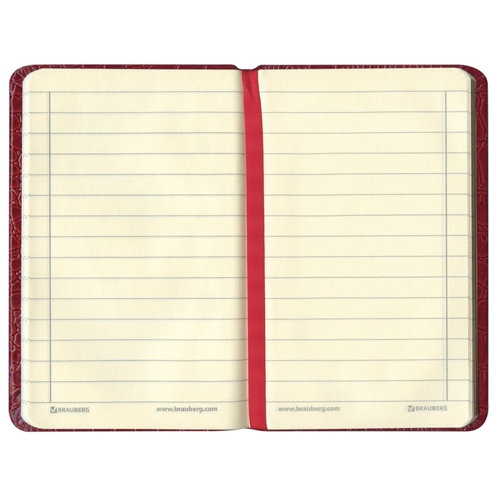 Бизнес-блокнот А7+, 64 листа BRAUBERG Party, лаковый кожзам, на застёжке, красный
