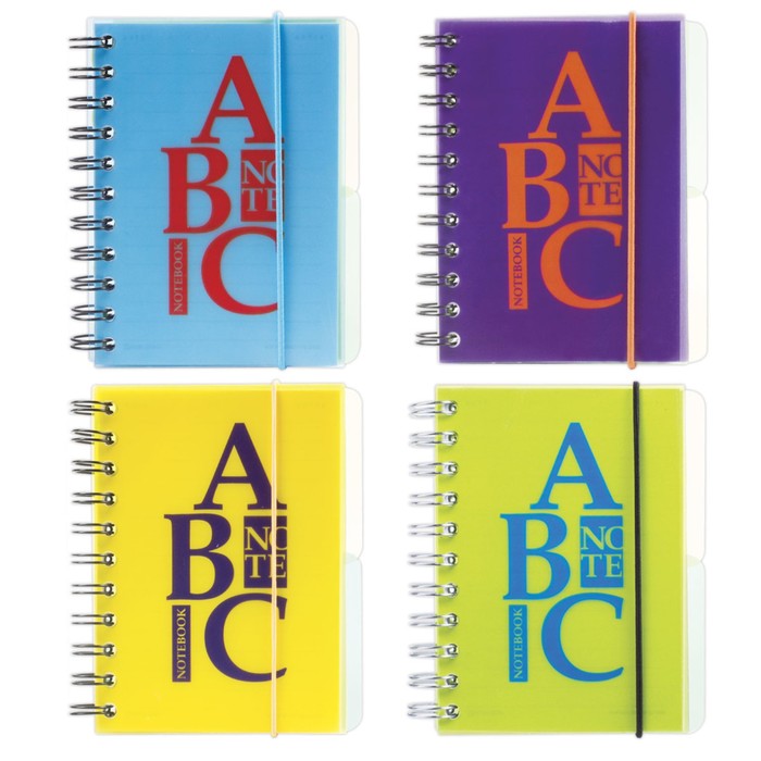 Блокнот в пластиковой обложке А6, 120 листов на гребне «Бук», 2 раздела