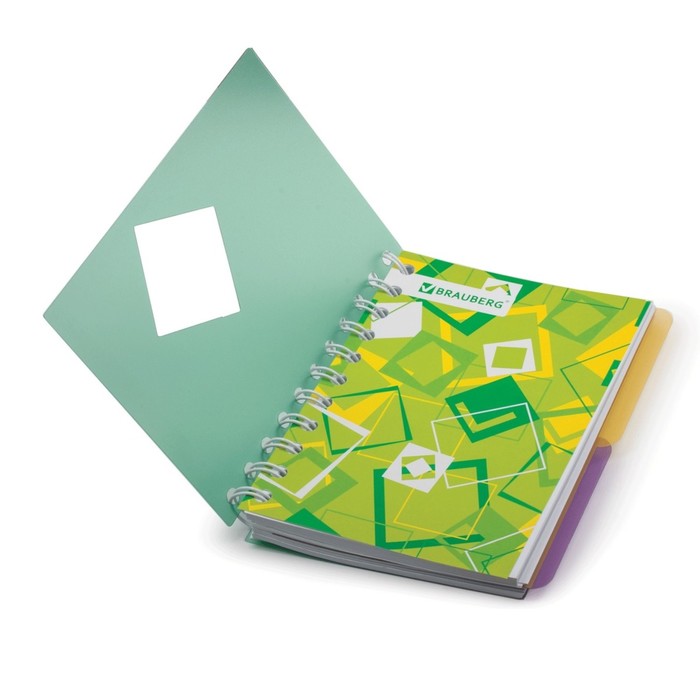 Блокнот в пластиковой обложке А6, 120 листов на гребне «Куб», 2 раздела