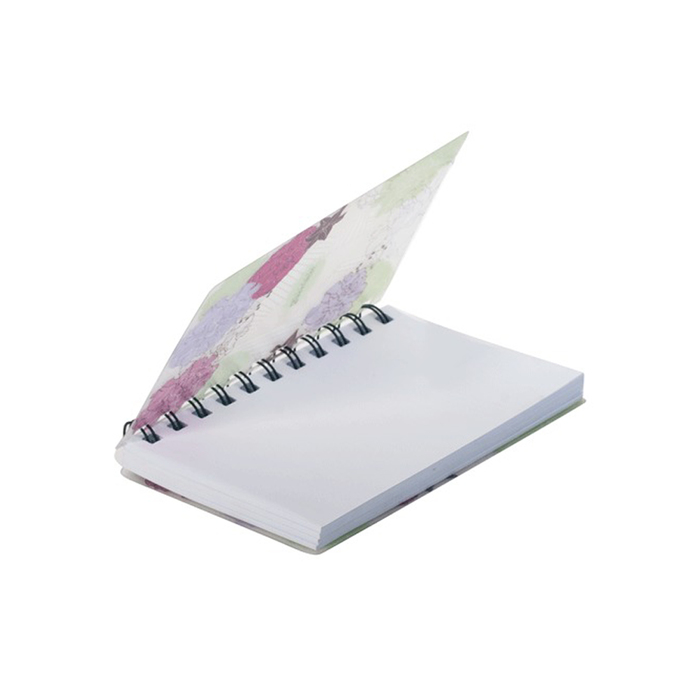 Блокнот в пластиковой обложке А6, 120 листов на гребне «Цветы», 2 раздела