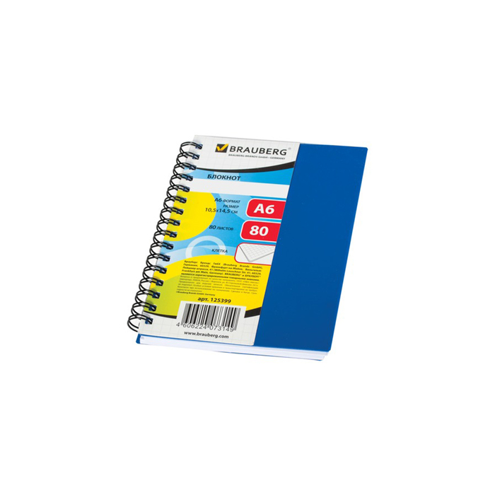 Блокнот в пластиковой обложке А6, 80 листов на гребне «Офисный»