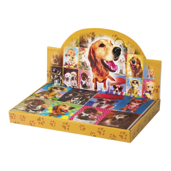 Блокнот пластиковая обложка 3D А7, 40 листов на клею «Собаки»