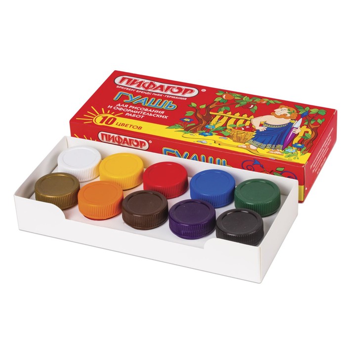 Гуашь 10 цветов по 20 мл ПИФАГОР