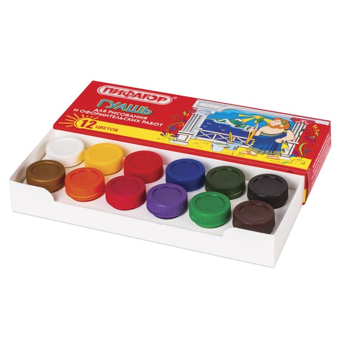 Гуашь 12 цветов по 20 мл ПИФАГОР